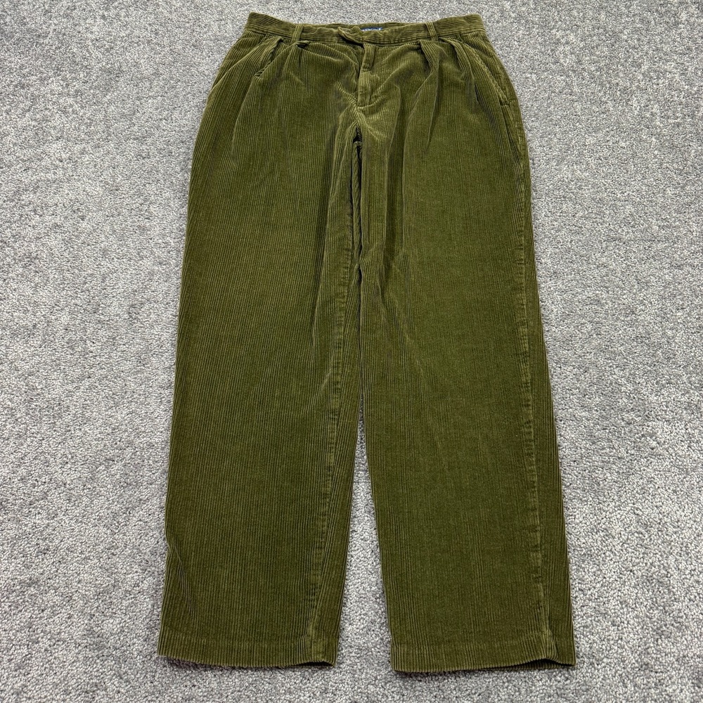 J. Crew Pants Mens 36R Green Corduroy Chino Dress Preppy Pockets Button Casual
